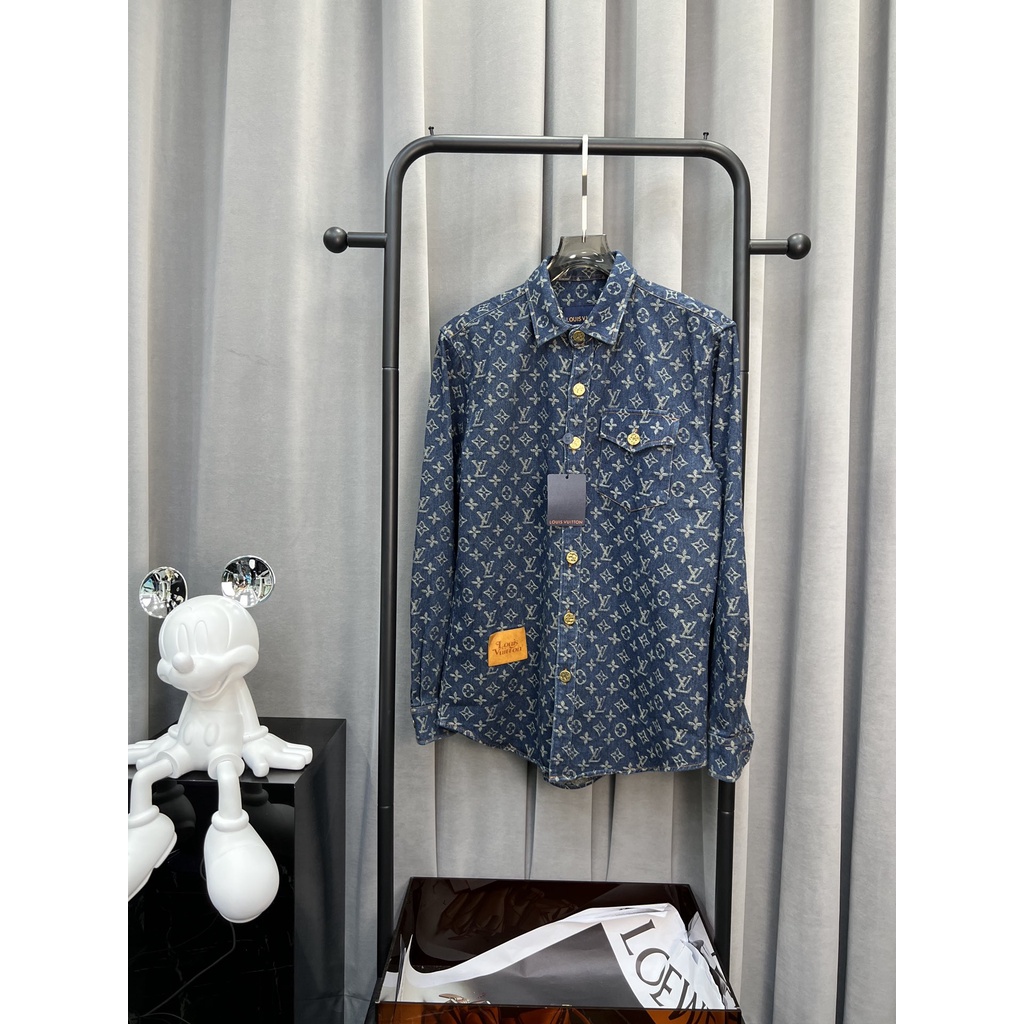 Áo Sơ Mi denim Tay Dài In Chữ jacquard Toàn Diện Thời Trang Mùa Thu Hàng Mới Dành Cho Nam Và Nữ M-2XL 3265