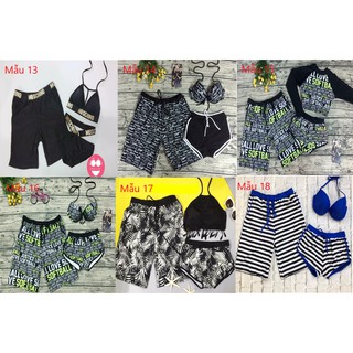 Set bikini nữ và quần nam Đồ đôi đi biển