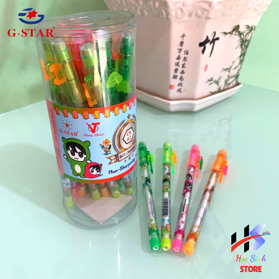 Combo 10 cây bút chì khúc Thái Lan GSTAR CK2 nhiều màu ruột chì 2B ngòi thanh mảnh