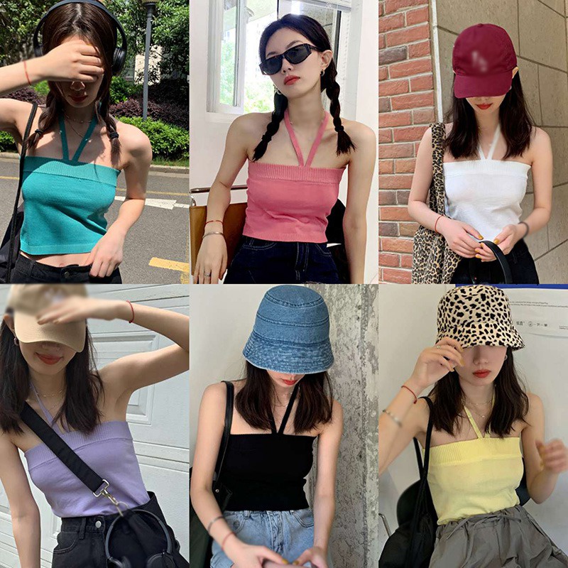 Áo Hai Dây Có Mút Đệm Màu Sắc Đơn Giản Gợi Cảm Cho Nữ