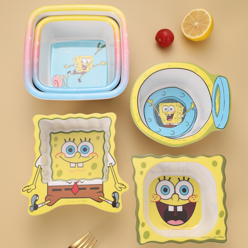 Tô Ăn Cho Trẻ Em Chất Liệu Sợi Tre Thân Thiện Với Môi Trường Hình Spongebob