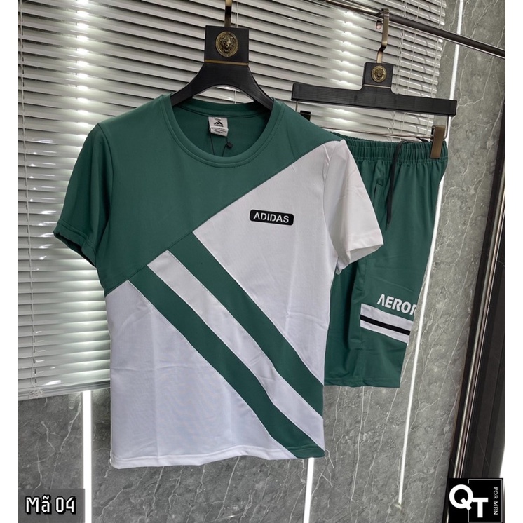 Bộ thể thao nam, bộ adidas nam cổ tròn màu đẹp, chất mát