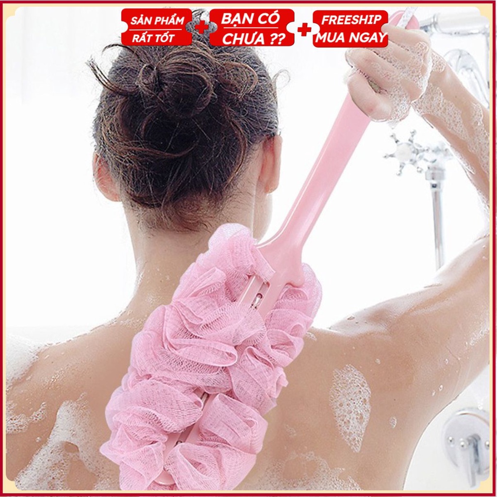 Cây Chổi Bông Tắm Có Cán Kì Cọ Lưng T10 - KIỂU BÔNG TẮM - Dụng Cụ Massage Chà Tẩy Tế Bào Chết