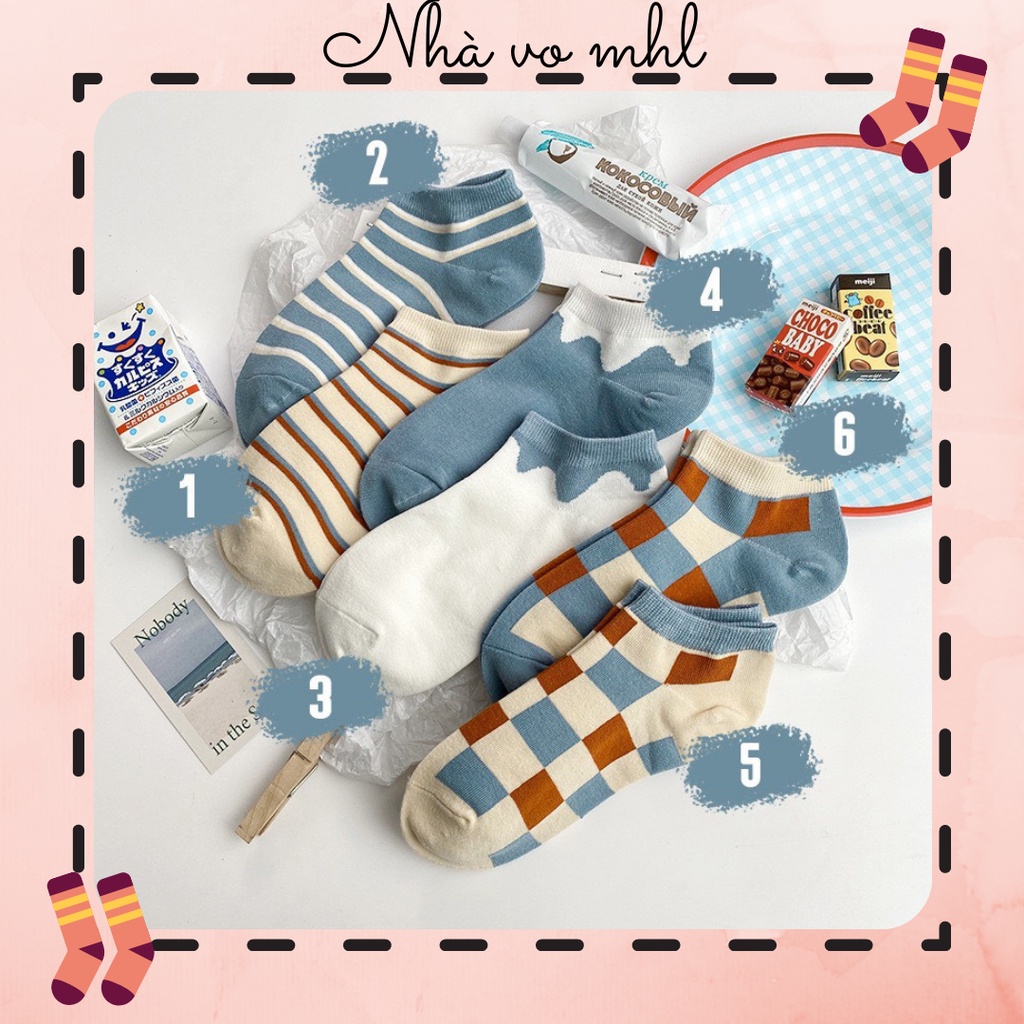 Tất Nữ Cổ ngắn Xanh Trắng Kẻ Sọc FREESHIP Vớ Cổ Thấp Cotton Ulzzang Hàn Quốc Dễ thương Nhật Bản Nam Nữ