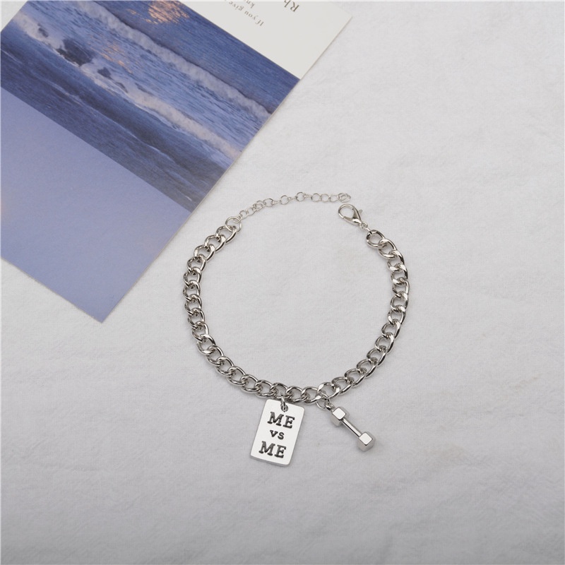 Vòng Tay Dây Xích Mặt Vuông Phong Cách Hip Hop Cá Tính Cho Cặp Đôi