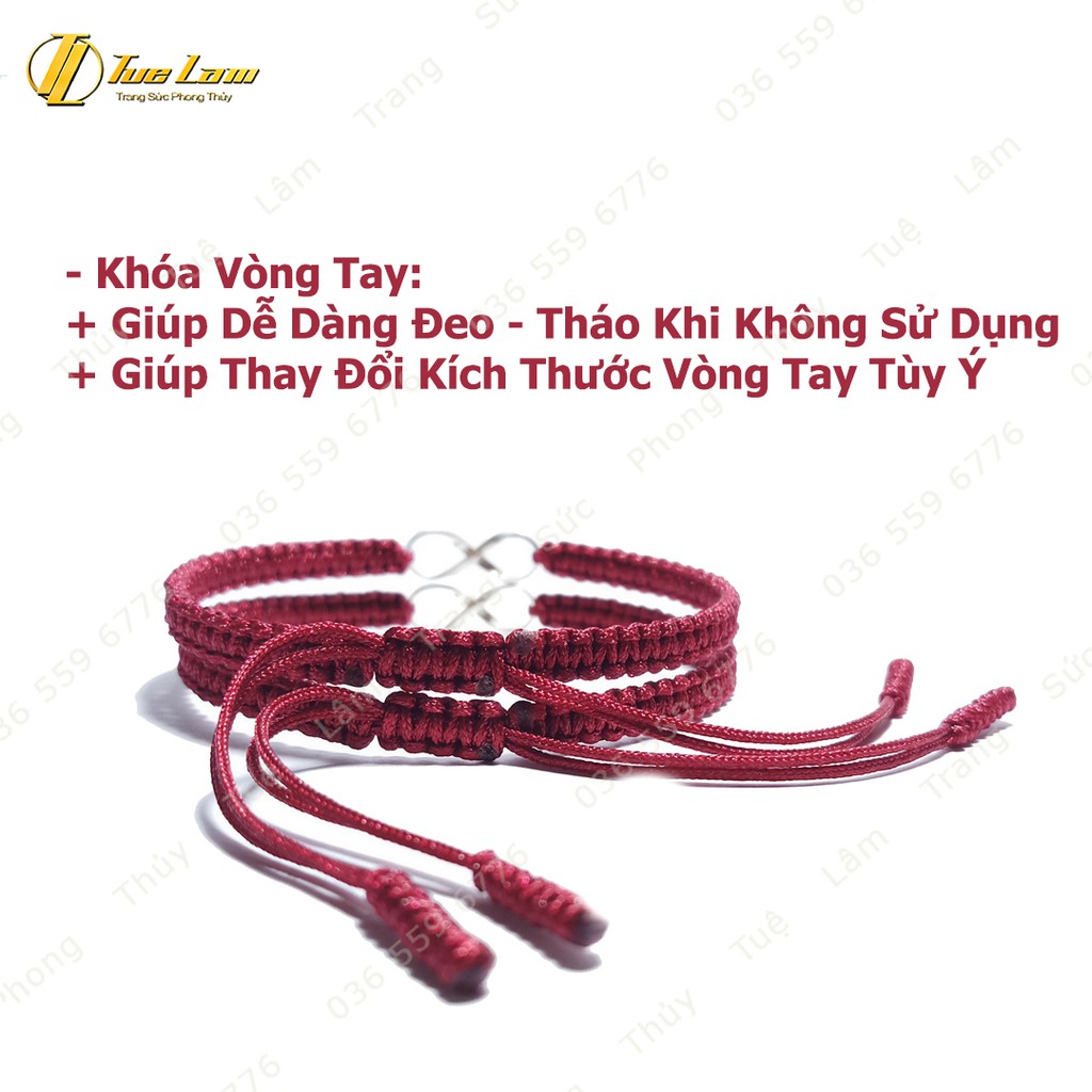 Vòng tay may mắn nữ dây chỉ đỏ đô bện charm bạc hình vô cực tình duyên  -  Tuệ Lâm