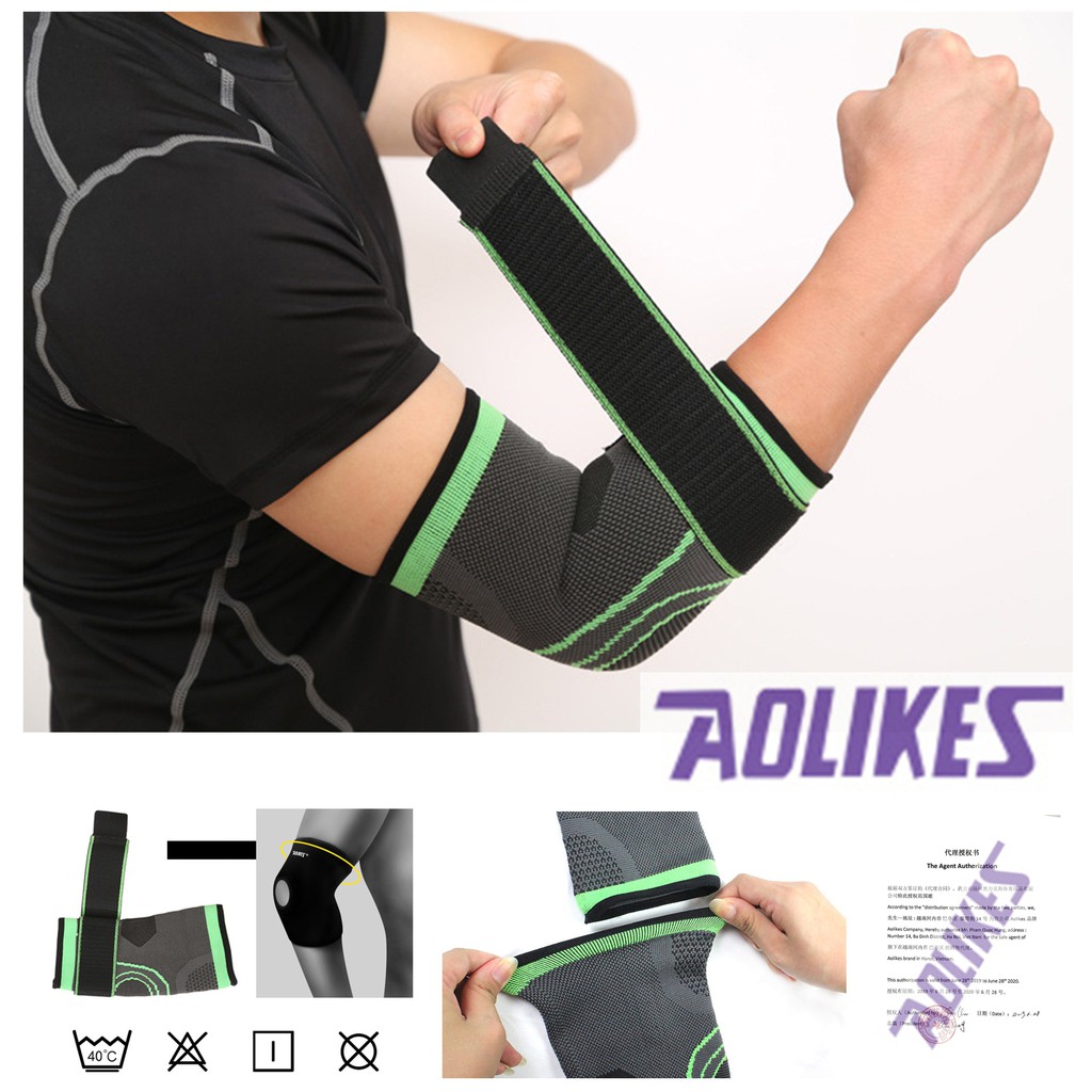 Đổ sỉ - AOLIKES AL 7548 (1 chiếc) Bó ống khuỷu tay có cuốn, co giãn thoáng khí chống trượt chuyên gym