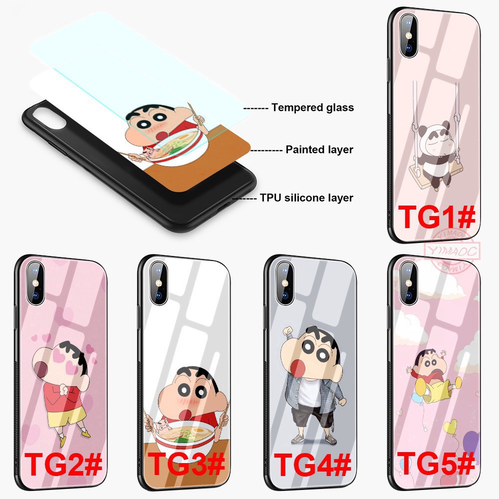 Ốp lưng kính cường lực in hình cu shin đáng yêu cho phone 6 13 6s plus 13p 7 8 7 plus 8 plus x xs xr xs max - a834