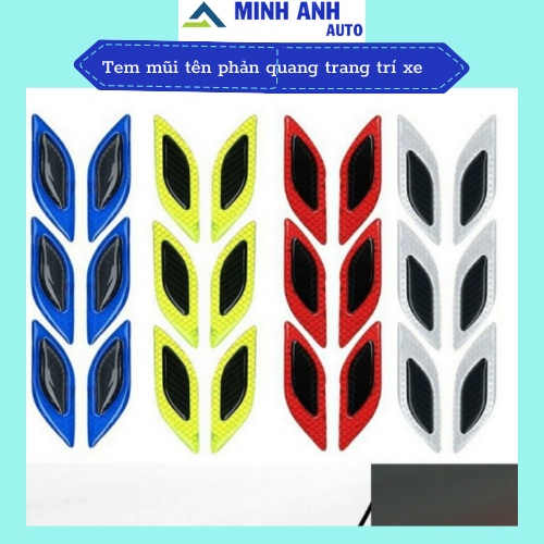 Miếng tem decal phản quang mũi tên dán xe ô tô