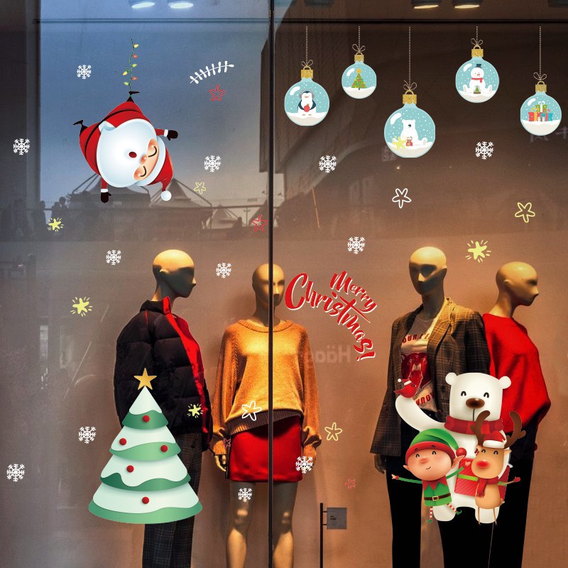Decal noel 2023 dán trang trí giáng sinh mẫu mới nhất siêu đẹp 60 x 90cm có sẵn keo nhiều mẫu SK001