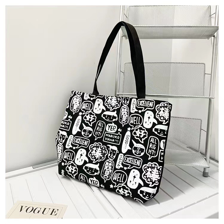 Túi vải canvas dành cho nữ hoạt tiết cute mẫu mới 2022 phong cách Hàn Quốc