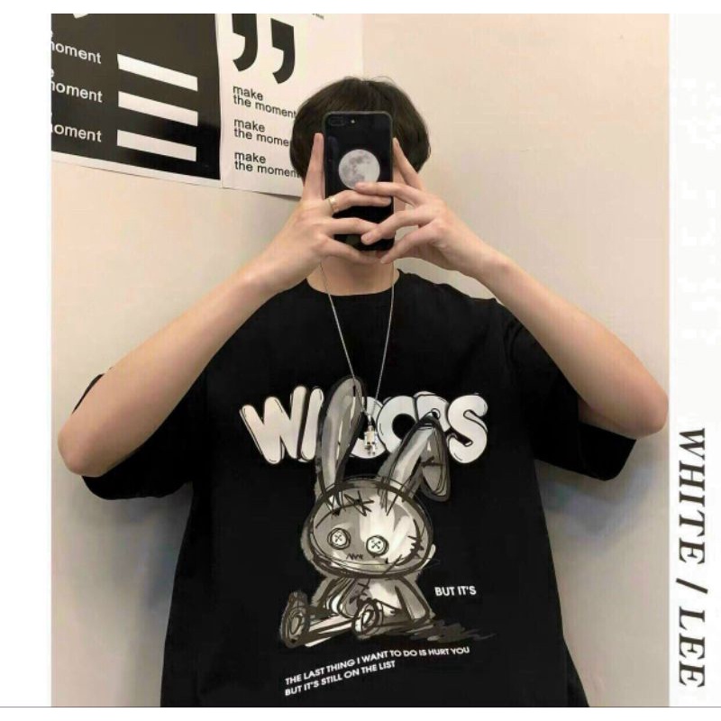 [Rẻ Vô Địch] Áo thun Unisex Tay lỡ Phông rộng In hình Thỏ WIS Freesize 35-75kg | BigBuy360 - bigbuy360.vn