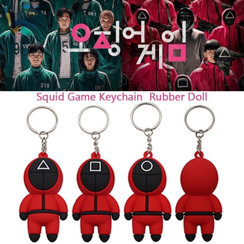 Móc khóa chủ đề Squid Game 3d màu đen cá tính