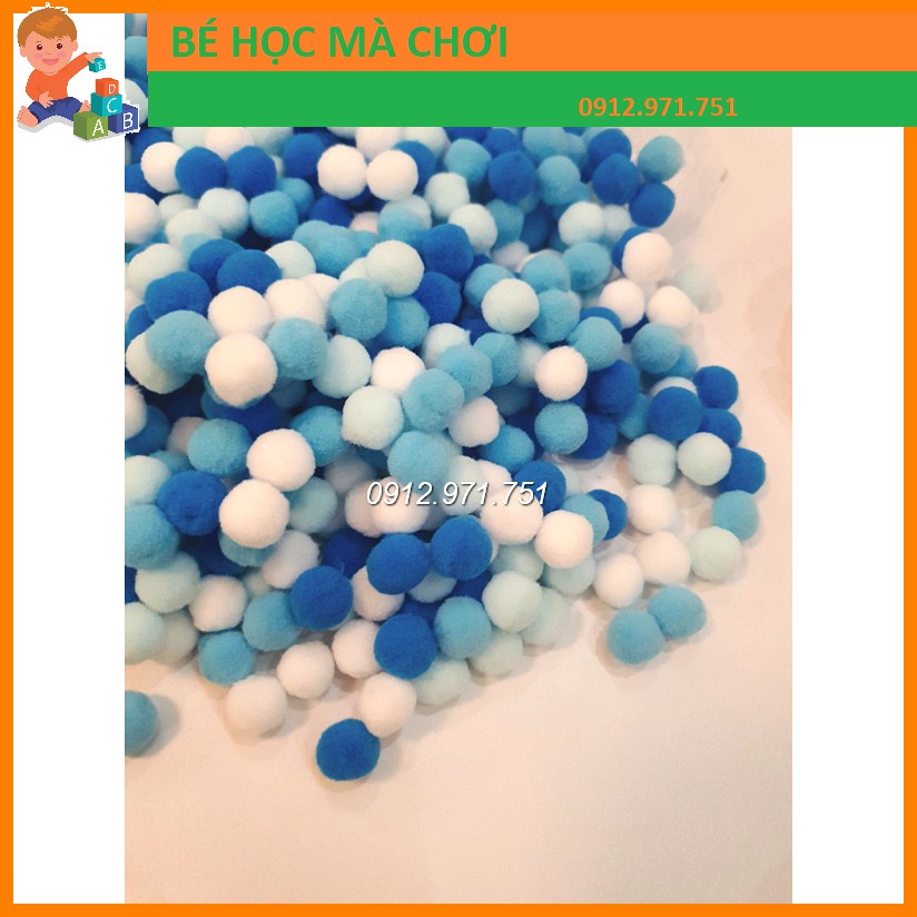 Pompom hỗn hợp nhiều màu nhiều size  - quả bông pom pom trang trí handmade túi mầu pastel siêu cute