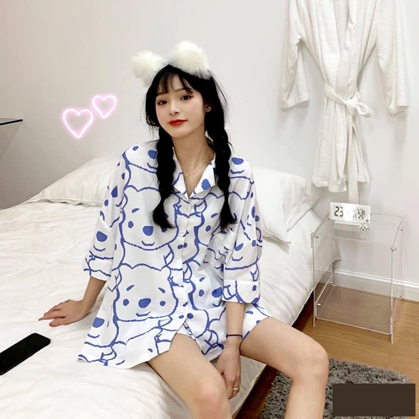 Bộ Quần Áo Ngủ Pijama tay ngắn quần ngắn chất kate thái dưới 65kg | BigBuy360 - bigbuy360.vn