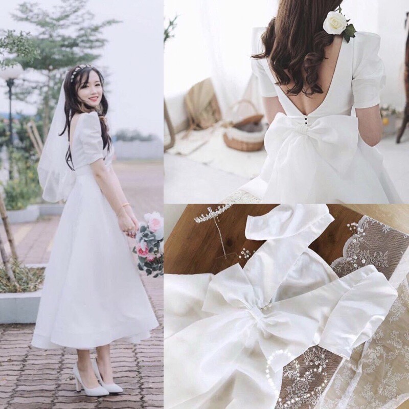 Đầm nơ trắng (hàng thiết kế)