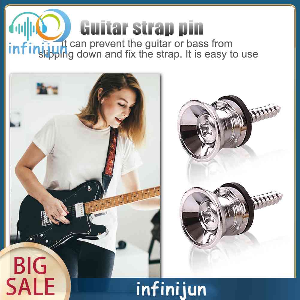 Set 2 Chốt Khóa Dây Đeo Đàn Guitar Bass Ukulele Bằng Kim Loại Chống Trượt