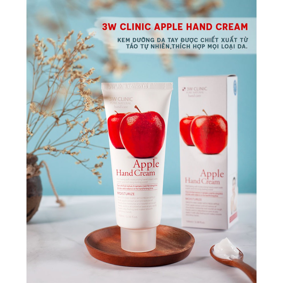 Kem Dưỡng Da Tay 3W Clinic Hand Cream, cung cấp độ ẩm giúp da mềm mịn hơn (tuýp 100ml)