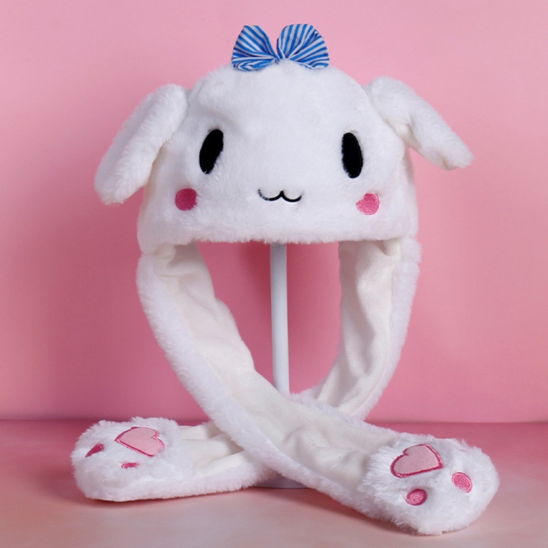 Mũ hình động vật hoạt hình nhồi bông có thể di chuyển tai vui nhộn cho nữ