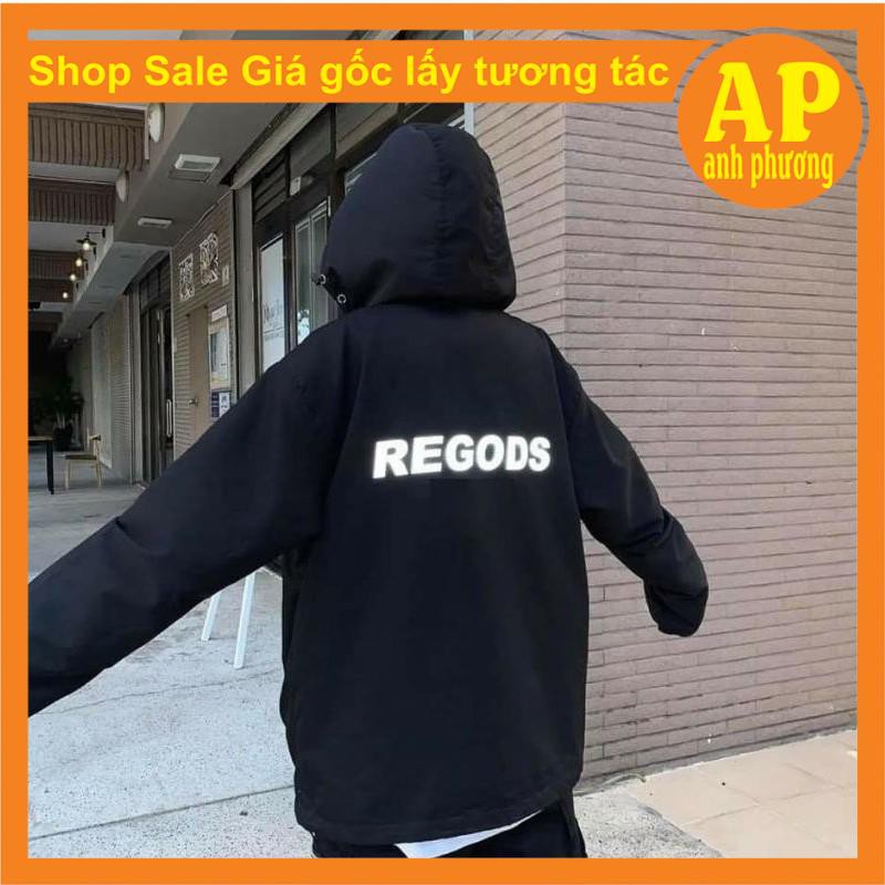 Áo khoác gió Rego phản quang hàng chất gió 1 lớp có hình in phản quang freesize 55kg | BigBuy360 - bigbuy360.vn
