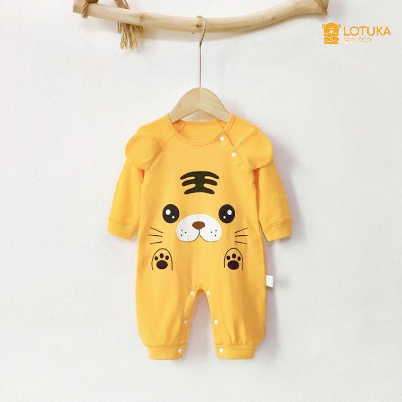 Body Dài Tay LOTUKA Bộ Đồ Liền Thân Sơ Sinh Chất Thun Lạnh In Hình Hổ Cho Bé 3-12KG