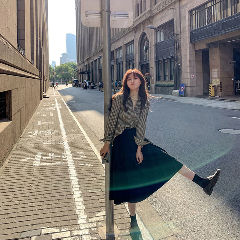 Korean Style Wide Caro Shirt For Women