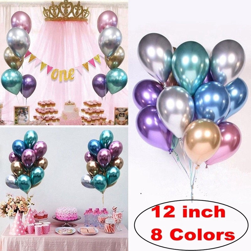 Set 10 bong bóng ánh kim loại dùng trang trí tiệc sinh nhật đám cưới