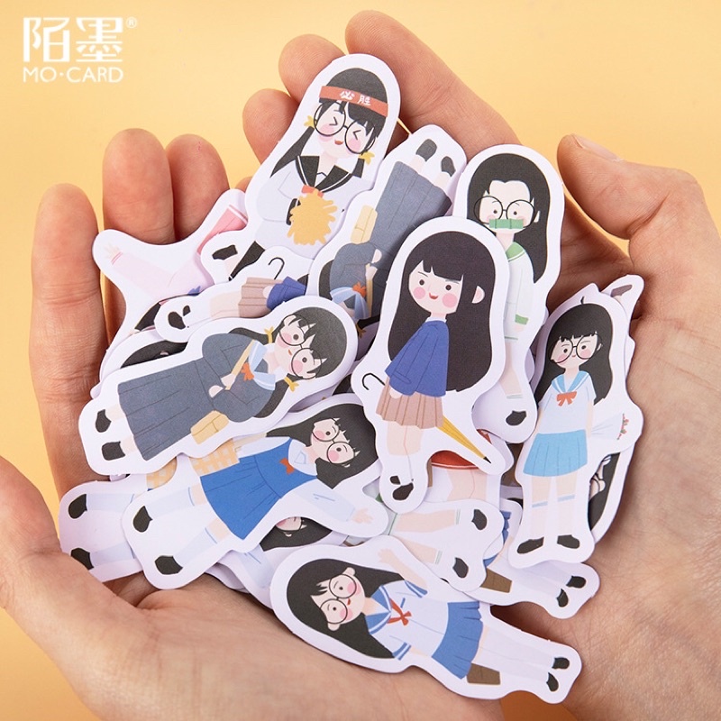 Túi 30 hình dán sticker hình người hoạt hình đáng yêu