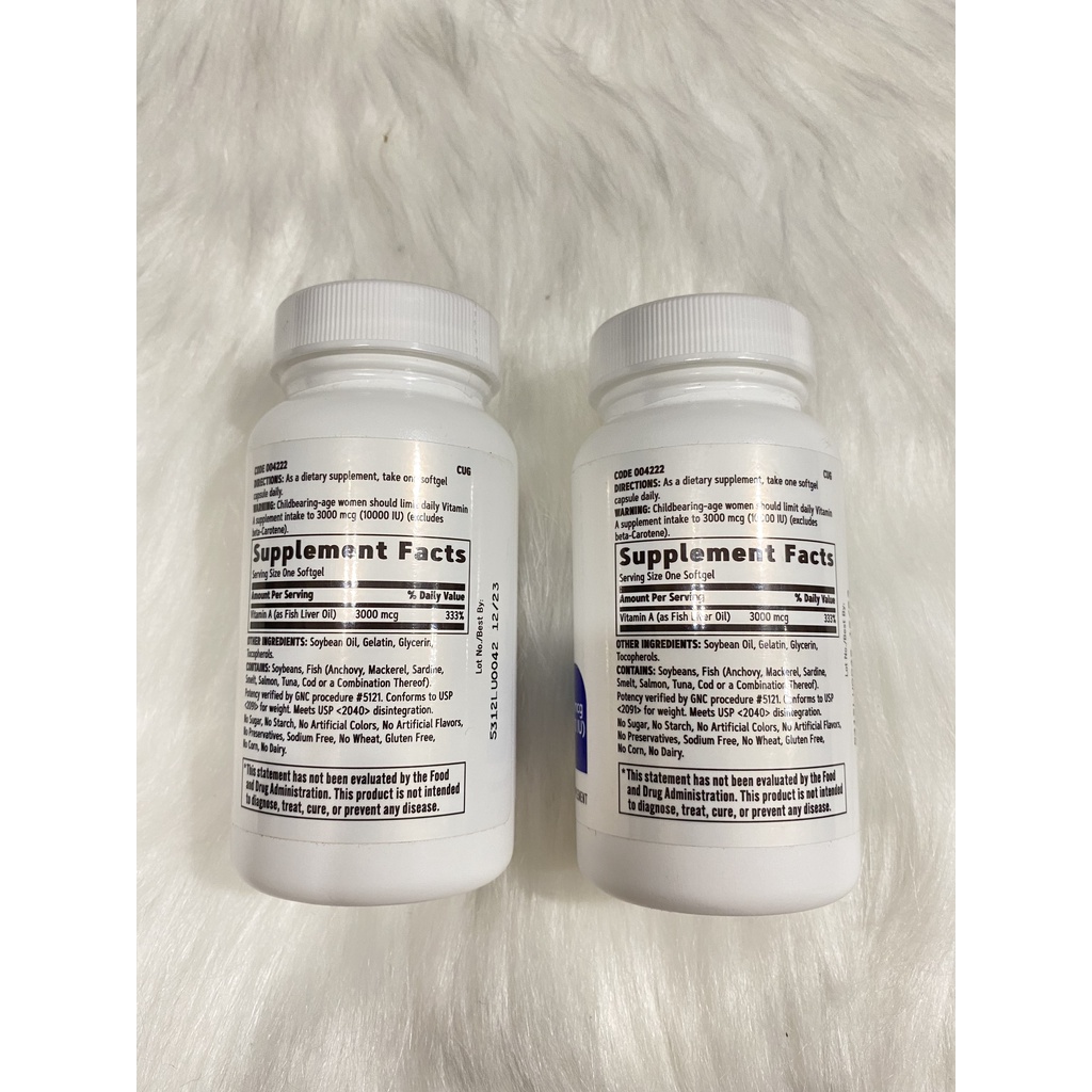 VIÊN UỐNG GNC Vitamin A 3000mcg  180 VIÊN CỦA MỸ