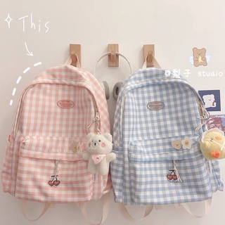 Balo ulzzang kẻ caro balo đi học xinh xắn cho bạn nữ vintage pastel