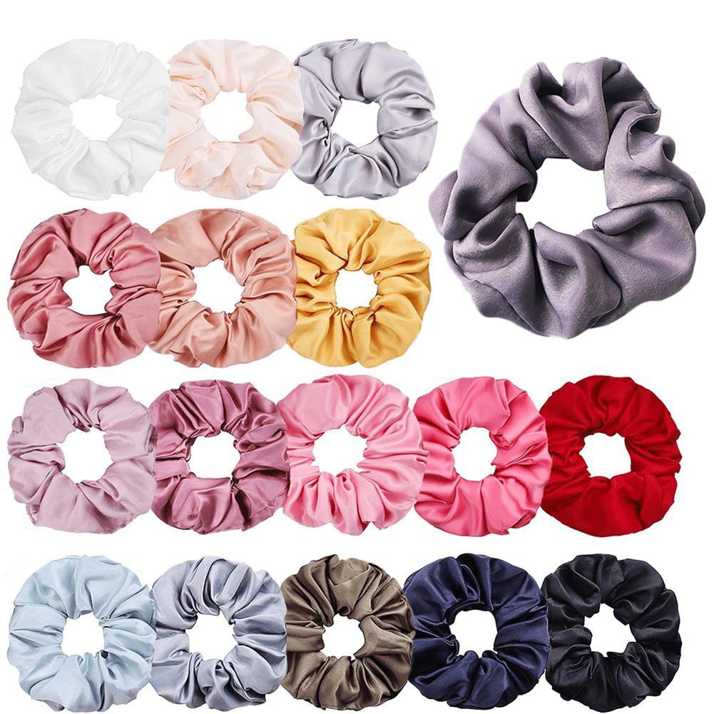 Buộc tóc vải lụa Satin thời trang Scrunchie buộc tóc nữ tính