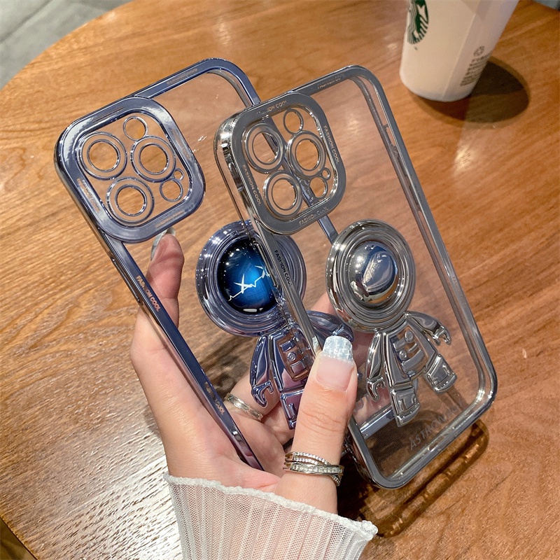 Ốp Điện Thoại Mềm Trong Suốt Chống Sốc Hình Phi Hành Gia 3D Cho iPhone 11 12 13 Pro Max