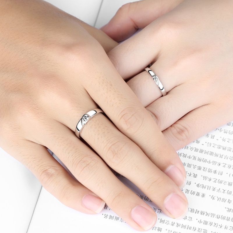 Set 1 Nhẫn Hình Trái Tim Thiết Kế Đơn Giản Có Thể Điều Chỉnh Cho Cặp Đôi