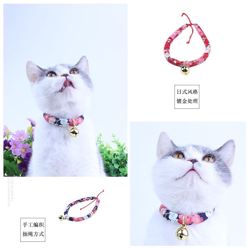 (Sỉ và lẻ) Vòng cổ hoa phong cách Nhật Bản kèm chuông cho chó mèo