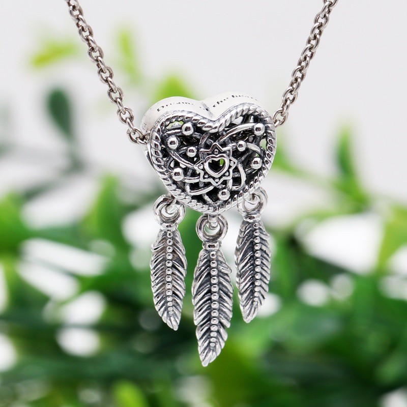 Dây chuyền bạc nữ mặt charm dreamcatcher trái tim - Cam kết chuẩn bạc Thái xịn