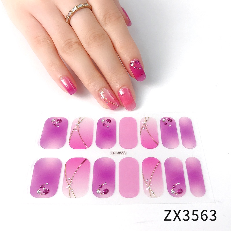 Miếng Dán Trang Trí Móng Tay 3D Tầm Nhìn Toàn Diện Chống Thấm Nước Tái Sử Dụng Toàn Diện Họa Tiết Kim Cương Ngọc Trai Gradient Không Độc Hại Không Độc Hại