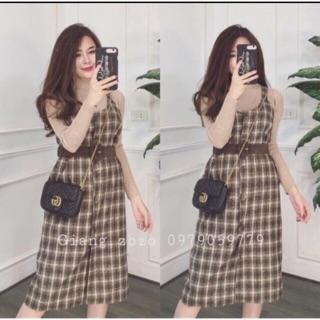 set áo len tăm váy dạ kèm đai