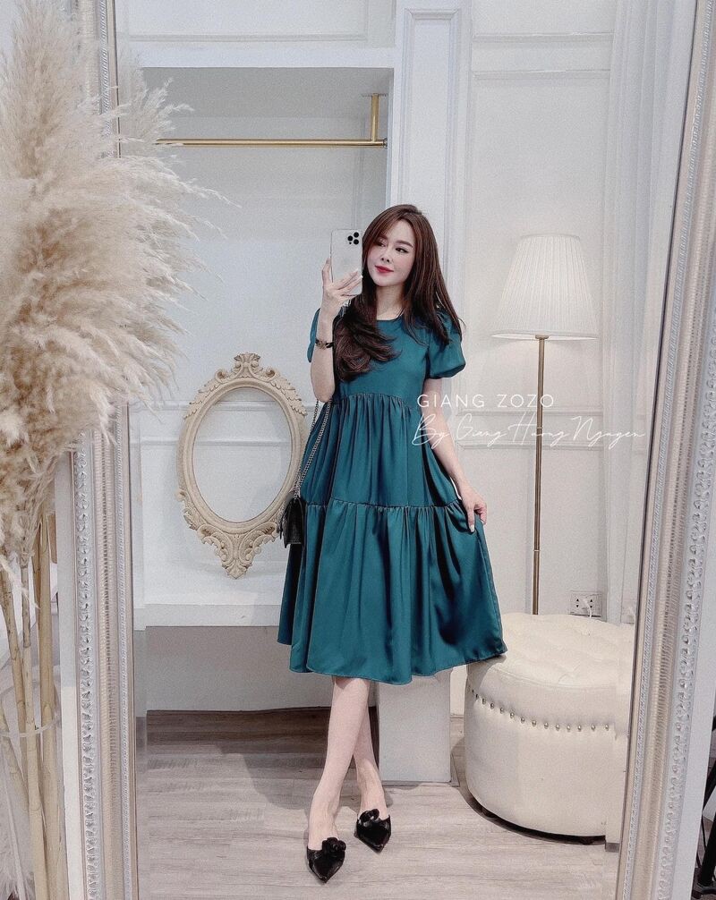 [Mã FAMARAL1 giảm 10K đơn 50K] váy xoè dáng dài tiểu thư cổ tròn nhiều màu nên dáng siêu xinh | BigBuy360 - bigbuy360.vn