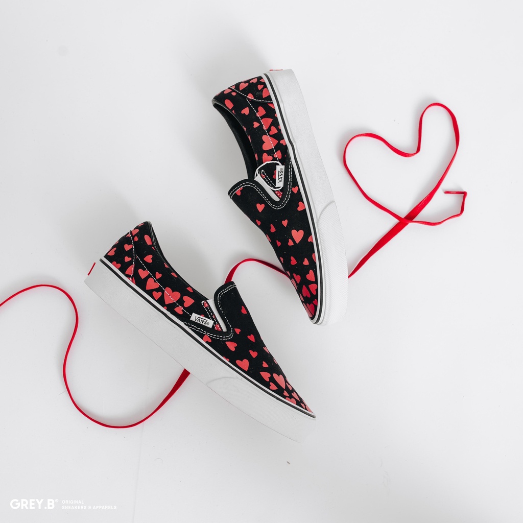 Giày Sneakers Vans Slip On Valentine Heart Màu Đen