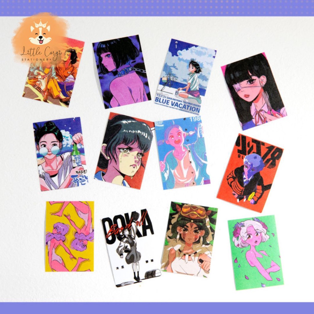 Set 20 hình dán sticker cô gái anime, manhwa phong cách - Xấp 20 sticker hình dán anime nhiều mẫu