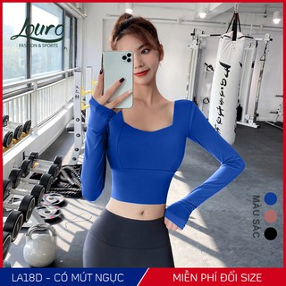 Áo tập gym yoga dài tay nữ Louro, kiểu áo croptop body gen bụng, dễ kết hợp bộ đồ tập gym, yoga, zumba - LA18D