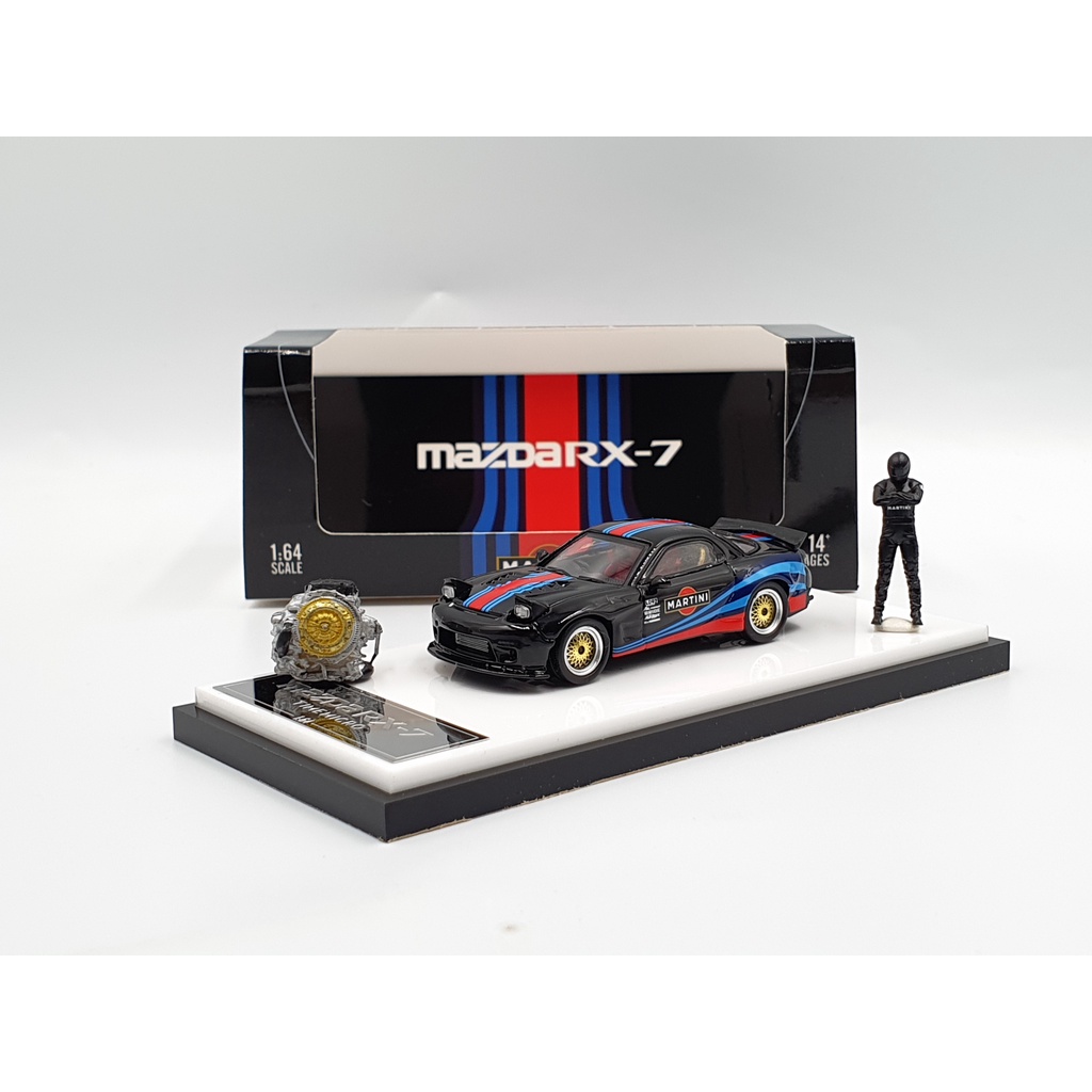 Xe Mô Hình Mazda RX-7 Tỉ lệ 1:64 Hãng sản xuất Time Micro ( Martini Đen )