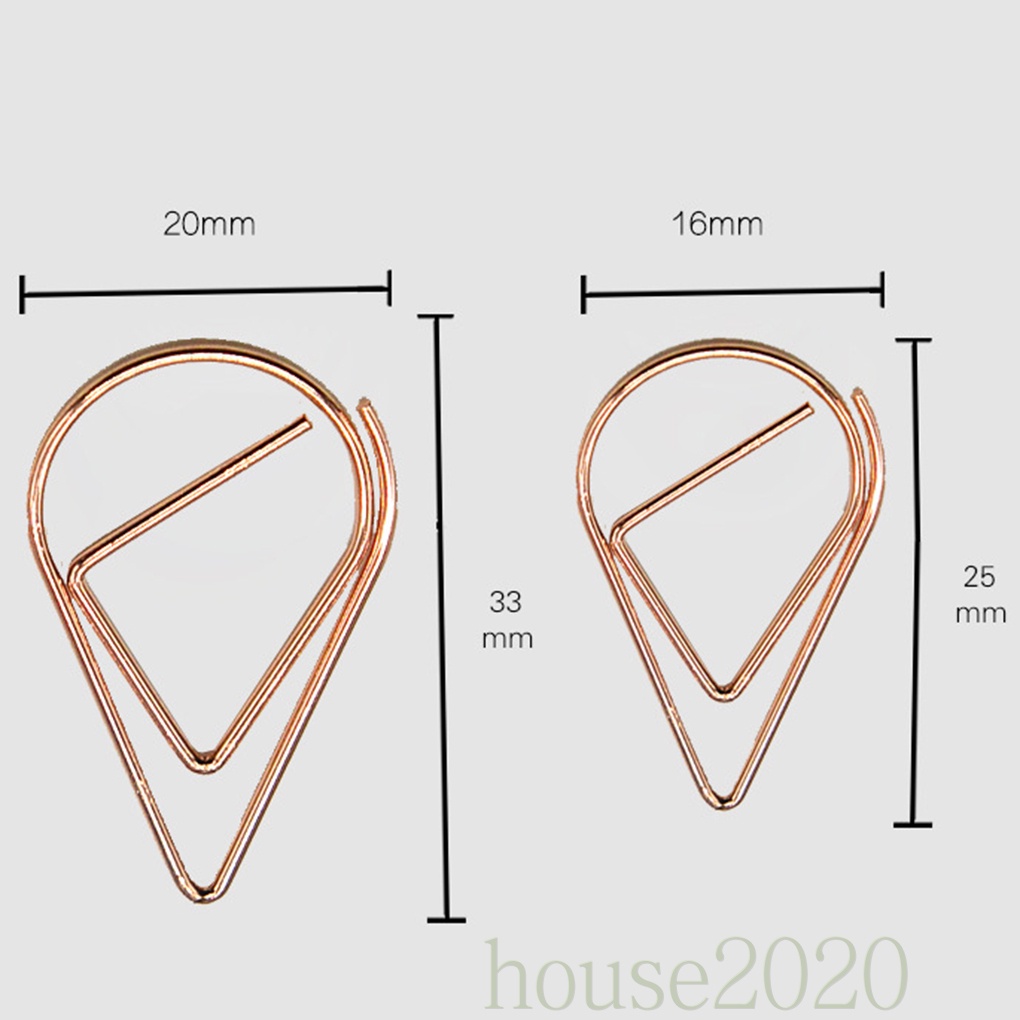 Set 10 kẹp giấy/ ghi chú hình giọt nước bằng kim loại màu sắc ngẫu nhiên tiện dụng cho học sinh/ văn phòng