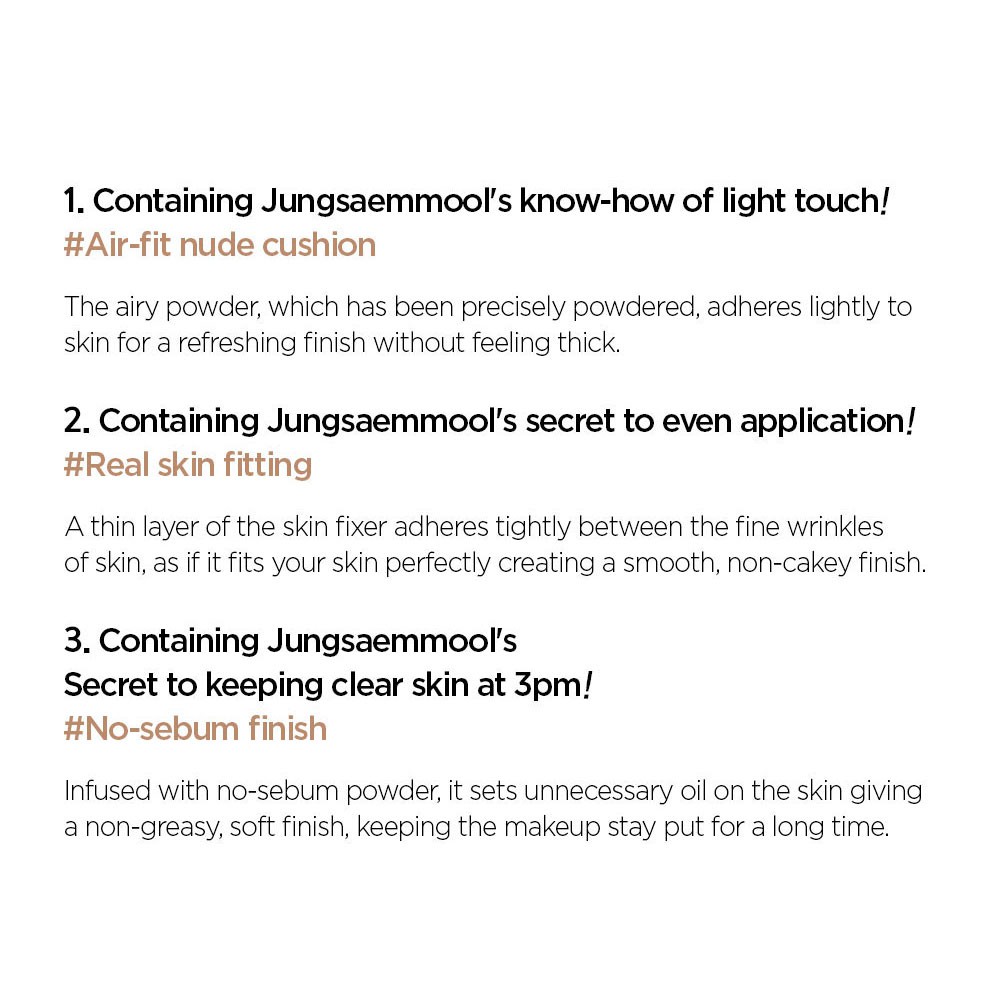 Kem Chống Nắng Dạng Cushion SPF50 + / PA + + + 14g Thương Hiệu JUNGSAEMMOOL #Bảng Phấn Mắt 4 Màu 4 Màu Tùy Chọn