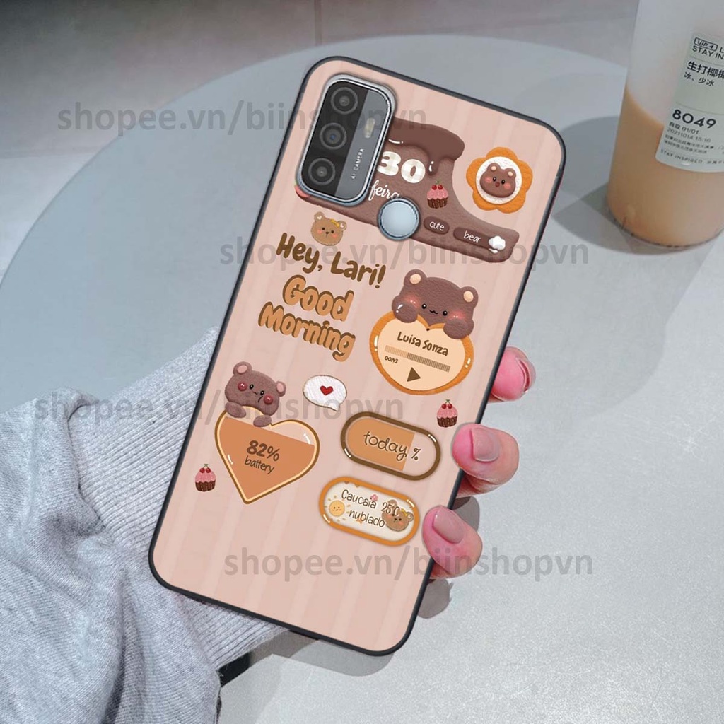 Ốp Oppo A53 in 3D icon gấu nổi siêu xinh, siêu đáng yêu, cá tính phong cách