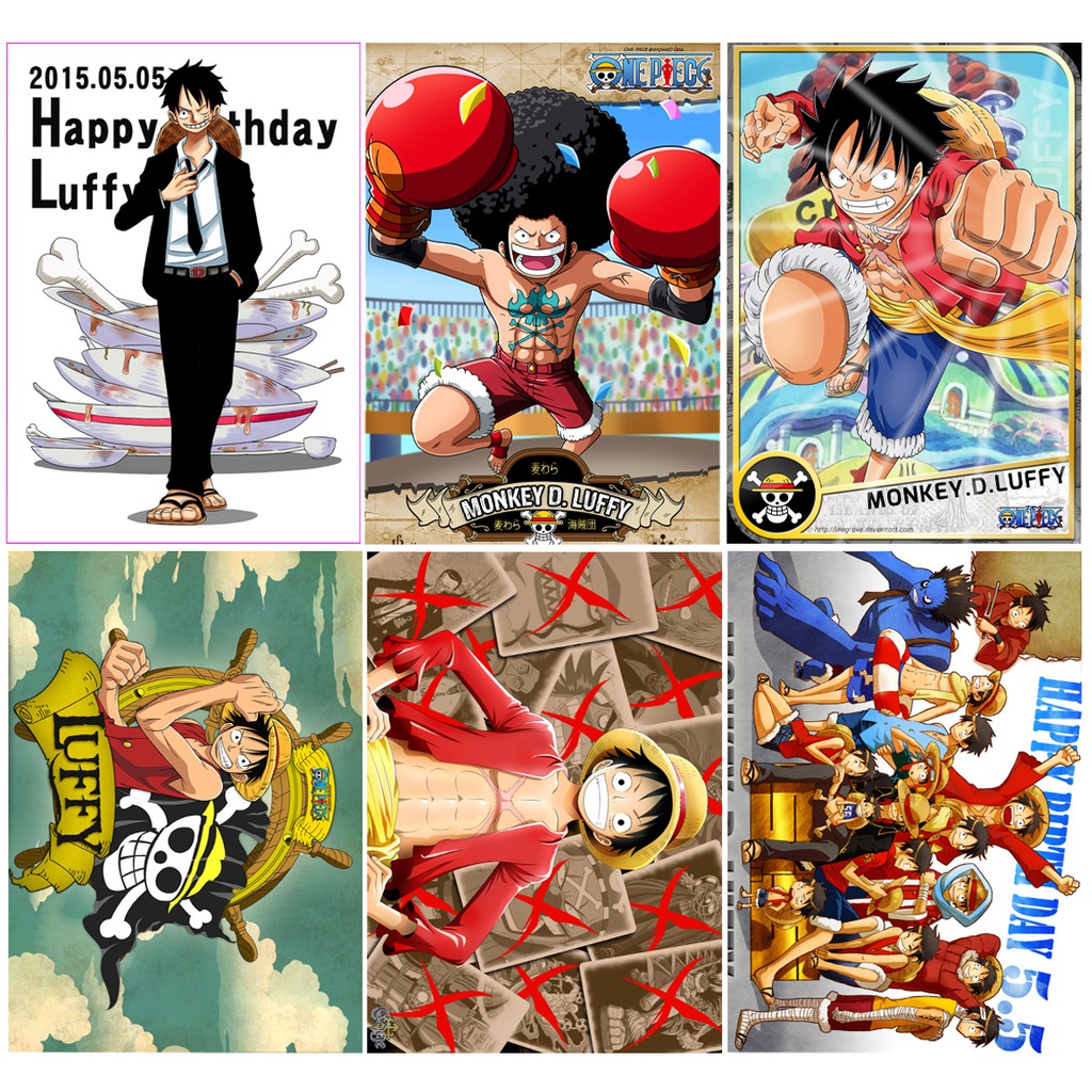 Poster / Tranh dán tường anime One Piece Nhân vật LUFFY (combo 1 set 4 tấm poster - 40k)