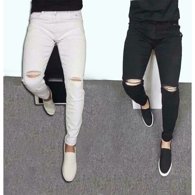 QuầnJean Nam Đen trắng. Quần Bò Nam Rách Gối, Quần Jean Nam Trắng và Đen Rách. Jean nam shop01