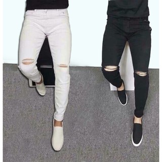 QuầnJean Nam Đen trắng. Quần Bò Nam Rách Gối, Quần Jean Nam Trắng và Đen Rách. Jean nam shop01