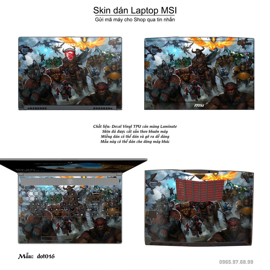 Skin dán Laptop MSI in hình Dota 2 nhiều mẫu 3 (inbox mã máy cho Shop)