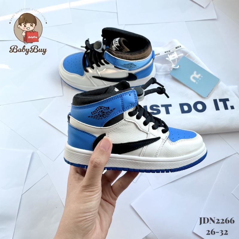 GIÀY BÉ TRAI , GIÀY SNEAKER CHO BÉ ,GIÀY JD TRẺ EM MÀU XANH TRẮNG